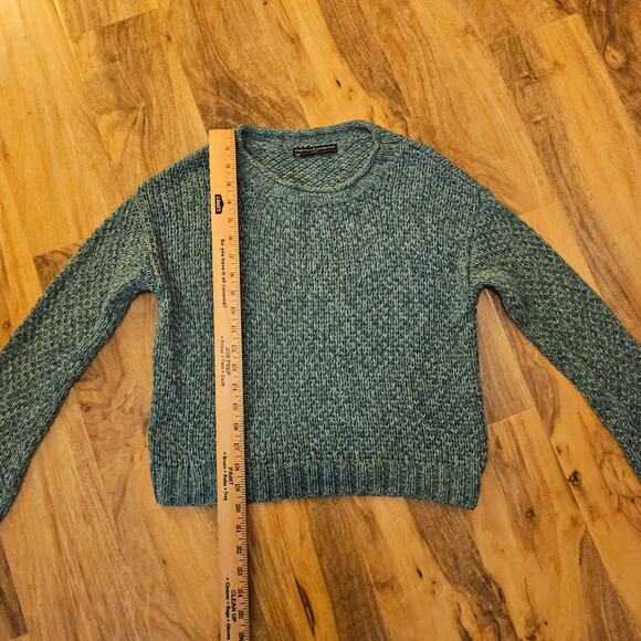 Peruvian Connection SzSm Green n White freckles mixed Cotton Sweater pullon top - Picture 4 of 13